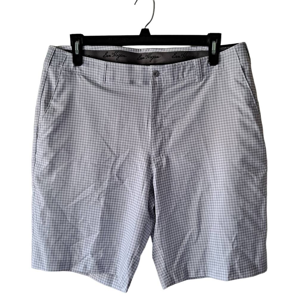 Ben Hogan Mens White & Gray Plaid / Check 10" Shorts - Size 38 (NWT)